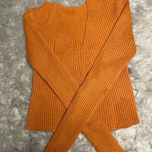 Dark Orange Cut and Cropped Shirt